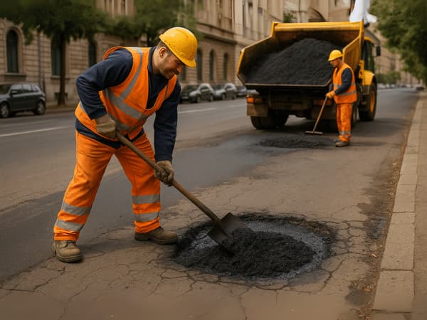 Riparazione localizzata del manto stradale a Roma