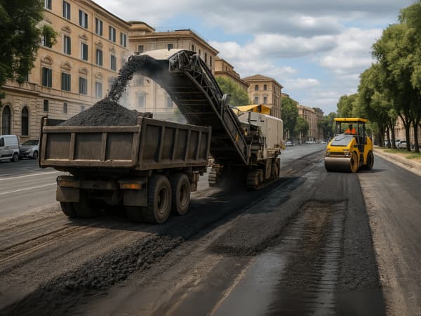 Rifacimento asfalto completo con fresatura e riasfaltatura